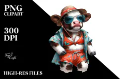 Baby Cow in Beachwear, PNG Product Image 2