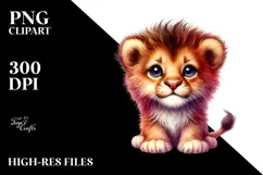 Cute Baby Lion Watercolor PNG Product Image 2