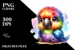 Colorful Baby Macaw Rainbow | Sublimation | Clipart Product Image 1