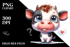 Baby Cow Expressive Thoughtful Clipart Product Image 2