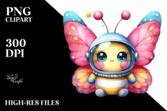 Funny Butterfly Astronaut Helmet | Sublimation Clipart Product Image 3