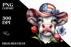 Cow Portrait Sun Hat USA Flag Colors Product Image 3