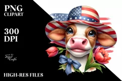 Cow Portrait Usa Flag Clipart Product Image 3