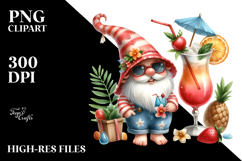 Cute Gnome Drinking Cocktail, PNG Product Image 2