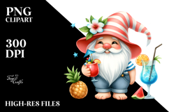 Cute Gnome Drinking Cocktail, PNG Product Image 2