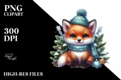 Cute Baby Fox with Christmass Tree PNG Product Image 3