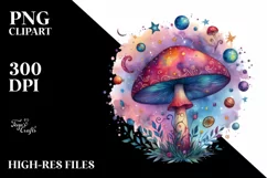 Magical Celestial Astral Mushroom Watercolor Splash Product Image 1