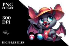 Silly Bat with Beach Wear and Playful Curiosity, PNG Product Image 2