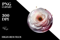Abstract Ranunculus with Glossy Finish, Artistic PNG Product Image 2