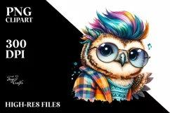 Baby Owl Posing, Cool Haircut PNG Product Image 1