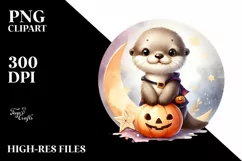 Cute Baby Otter Halloween PNG Product Image 3