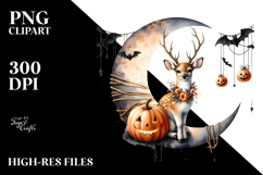 Halloween Deer on Moon, PNG Product Image 2
