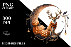 Halloween Deer Sitting on Half Moon PNG Product Image 2