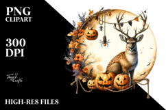 Deer Dressed for Halloween on Half Moon PNG Product Image 2
