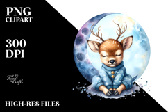 Baby Deer Watercolor Sleeping Moon Product Image 2