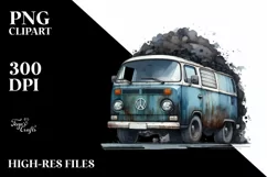 Vintage Dirty Van with Balloons PNG Product Image 1