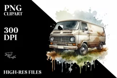 Vintage Dirty Van with Balloons PNG Product Image 3