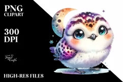 Colorful Baby Ptarmigan with Moon | Clipart Product Image 1