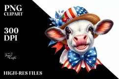 Cow Portrait Sun Hat USA Flag Colors Product Image 3