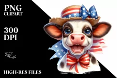 Cow Portrait Sun Hat USA Flag Colors Product Image 1