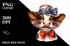 Cow Portrait Sun Hat USA Flag Colors Product Image 3