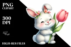 Easter Bunny Egg Flower, Clipart |T-shirt, Mug PNG Product Image 1