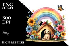 Colorful Fruit House with Dog Clipart Product Image 2