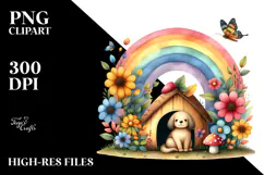 Colorful Fruit House with Dog Clipart Product Image 2
