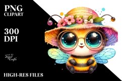 Adorable Baby Bee, Watercolor PNG Product Image 2