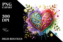 Colorful Heart on Wood PNG Product Image 2