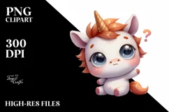 Expressive Baby Face Unicorn PNG Product Image 3