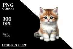Cute Sitting Baby Kitten | Sublimation | Clipart Product Image 1