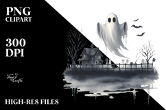 Simple Halloween Scene with Ghost PNG Product Image 2
