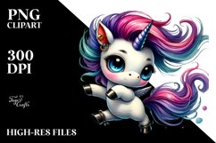Baby Unicorn Running with Cool Haircut, PNG Product Image 2