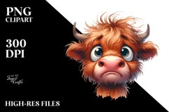 Expressive Baby Face Highland Cow, Transparent PNG Product Image 1