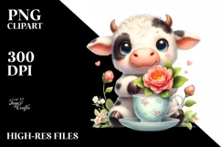Smiling Highland Cow Camellia Cup | Sublimation Clipart Product Image 3
