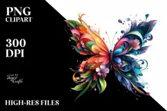 Abstract Vibrant Butterfly Made of , PNG Product Image 3