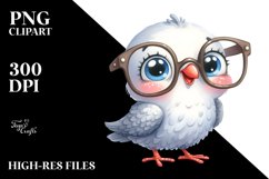 Funny Watercolor Baby Dove Clipart Product Image 3