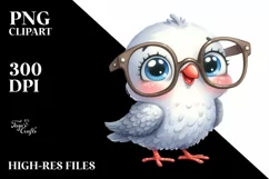 Funny Watercolor Baby Dove Clipart Product Image 3