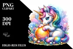 Colorful Baby Unicorn with Magic Orb PNG Product Image 1