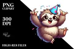 Silly Cartoon Sloth Dancing, Transparent PNG Product Image 2