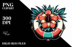 Retro Tropical Beach Buoy | Sublimation | PNG Clipart Product Image 1
