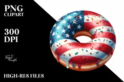 Vintage Donut USA Flag Watercolor Product Image 3