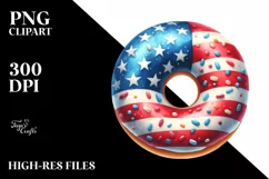 Vintage Donut USA Flag Watercolor Product Image 3