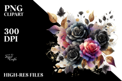 Colorful Black Roses Gold Insertions | Clipart Product Image 2