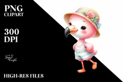 cute Baby Flamingo Dressed for Summer | Clipart Product Image 3
