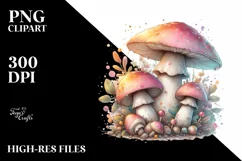 Shiny Wooden Stained Mushroom Watercolor Splash PNG Product Image 3