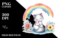 Baby Cat in Front of Rainbow PNG Product Image 2