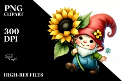 Baby GNOME with Big Hat, Sunflower PNG Product Image 2