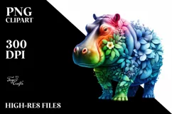 Abstract Vibrant Hippo, PNG Product Image 3